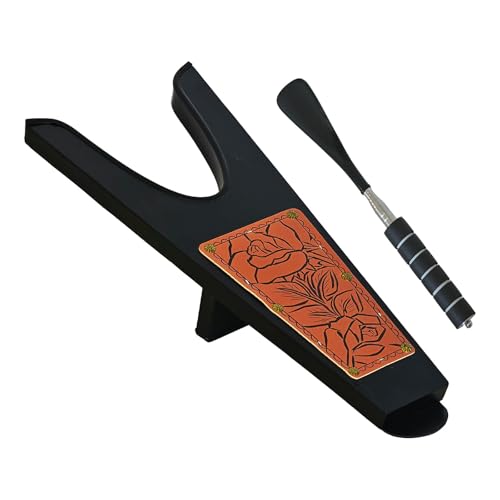 Cyllhider Boot Jack for Cowboy Boots with Wide Opening Design & Telescopic Shoe Horn - 2-in-1 Boot Remover and Puller (Black)