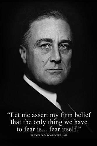 FDR Franklin D. Roosevelt Poster Famous Quote President Portrait Fear Itself For Classroom Historical Decor Cool Wall Art Print Poster 24x36