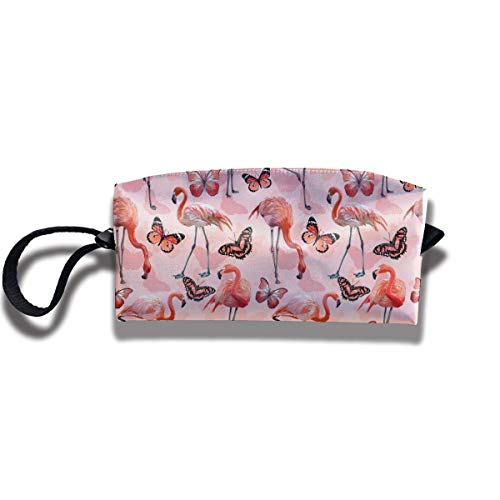 Preisvergleich Produktbild Kosmetik erhalten Tasche Schreibwaren Tasche - Schöne Flamingo Schmetterlinge Kosmetische Empfangstasche Aufbewahrungstasche