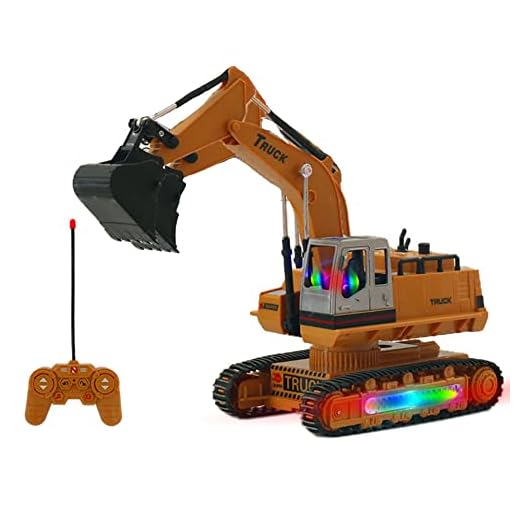 WZRYBHSD RC -grävmaskinstraktor Leksak, Fjärrkontrollgrävare, Konstruktionsfordon Med Ljus Och Musik, 8 -kanalig Lastbil, RC -konstruktion Grävmaskin Med 2,4 GHz Sändare För Present Pojkar Barngåva