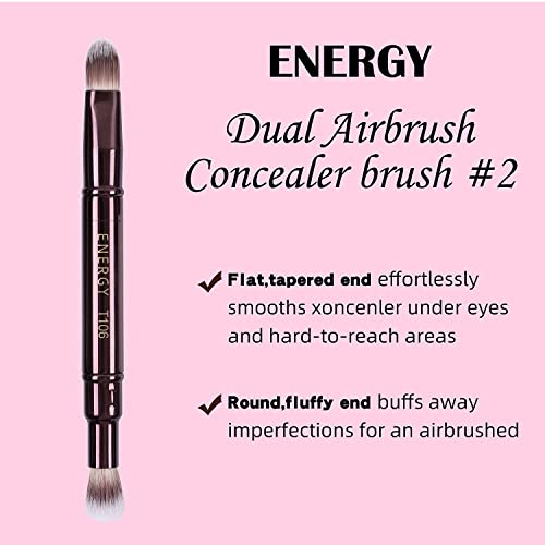 ENERGY 2-in-1 Concealer und Crease Pinsel, Highlighter, Reise Make-up-Pinsel für Flüssig, Creme und Puder Makeup (Geschenk für Sie/Frau)