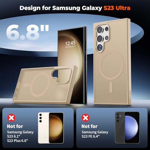 Image of SUPFINE Magnetic for Samsung Galaxy S23 Ultra Case, (Built-in Magnets) (Military Grade Drop Protection) Slim Translucent Shockproof Phone Case,Pink Gold