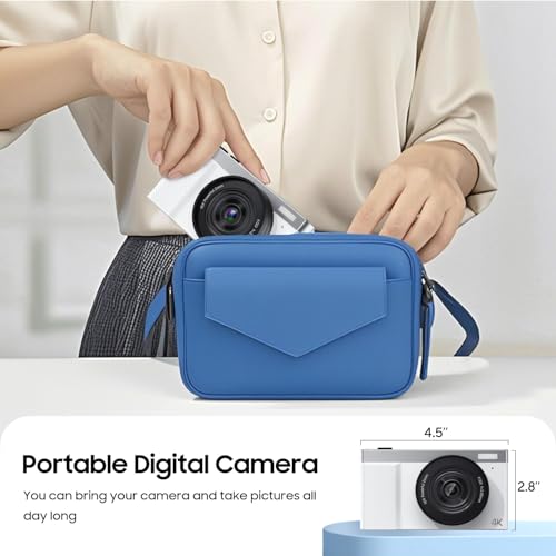 Image of 4K Digital Camera, 64MP Vlogging Camera for Photography with 3 inch 180 Flip Screen, 16X Digital Zoom Point and Shoot Camara with 64GB Micro SD Card for Beginner (White)