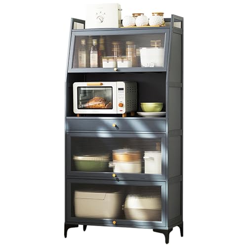 JXYQ Estante Alto Tipo aparador para Cocina, Organizador de Cocina para Vino, vajilla, Gran Capacidad de Almacenamiento, Resistente, 77 x 38 x 158 cm, Color Gris