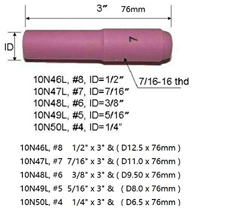 Image of RIVERWELD TIG Alumina Nozzles Ceramic Cups 10N47L #7L 7 /16 inch 11.0mm 10pcs
