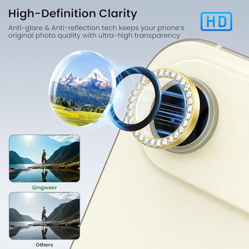 Image of Lensarmor Compatible With Light Gold Diamond iPhone Air Camera Lens Protector - 9H+ Tempered Glass with Diamond Coating, Scratch Resistant, Premium iPhone Air Accessories, Flash-Friendly Lens Cover