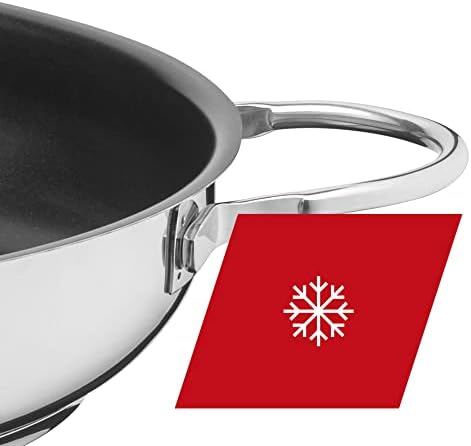 Silit Calabria patelnia do smażenia/serwowania 32 cm, indukcyjna, powlekana stal nierdzewna, uchwyt ze stali nierdzewnej, nadaje się do piekarnika, do delikatnego smażenia