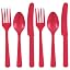 Reusable Apple Red Assorted Plastic Cutlery - Pack of 24 (Forks, Knives ...