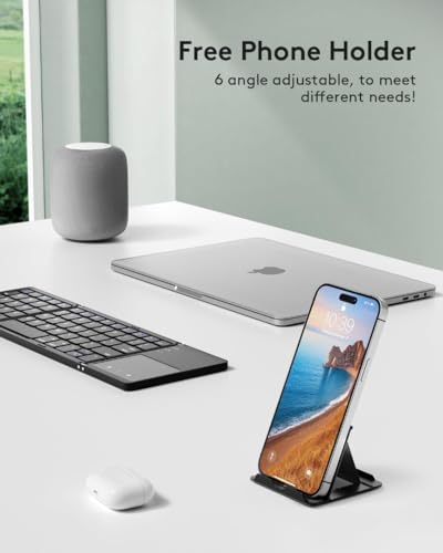 Image of XIKKART Foldable Bluetooth Keyboard with Touchpad, Portable Wireless Rechargeable Keyboard, Full Size Ultra Slim Pocket Folding Travel Keyboard for Android, Windows, iOS, Tablet & Laptop - Black