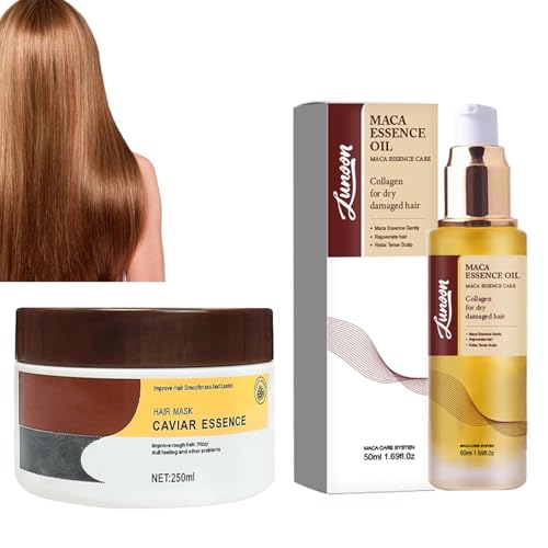 Collagen Haarpflege Gesichtsmaske und Arganöl werden für tiefe Reparatur, Trockenes und beschädigtes Haar Pflege - starke Feuchtigkeitspflege und Glättung, Für Alle Haartypen (A+B)