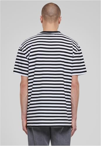 Urban Classics Camiseta de Rayas Regulares, Negro/Blanco, L para Hombre