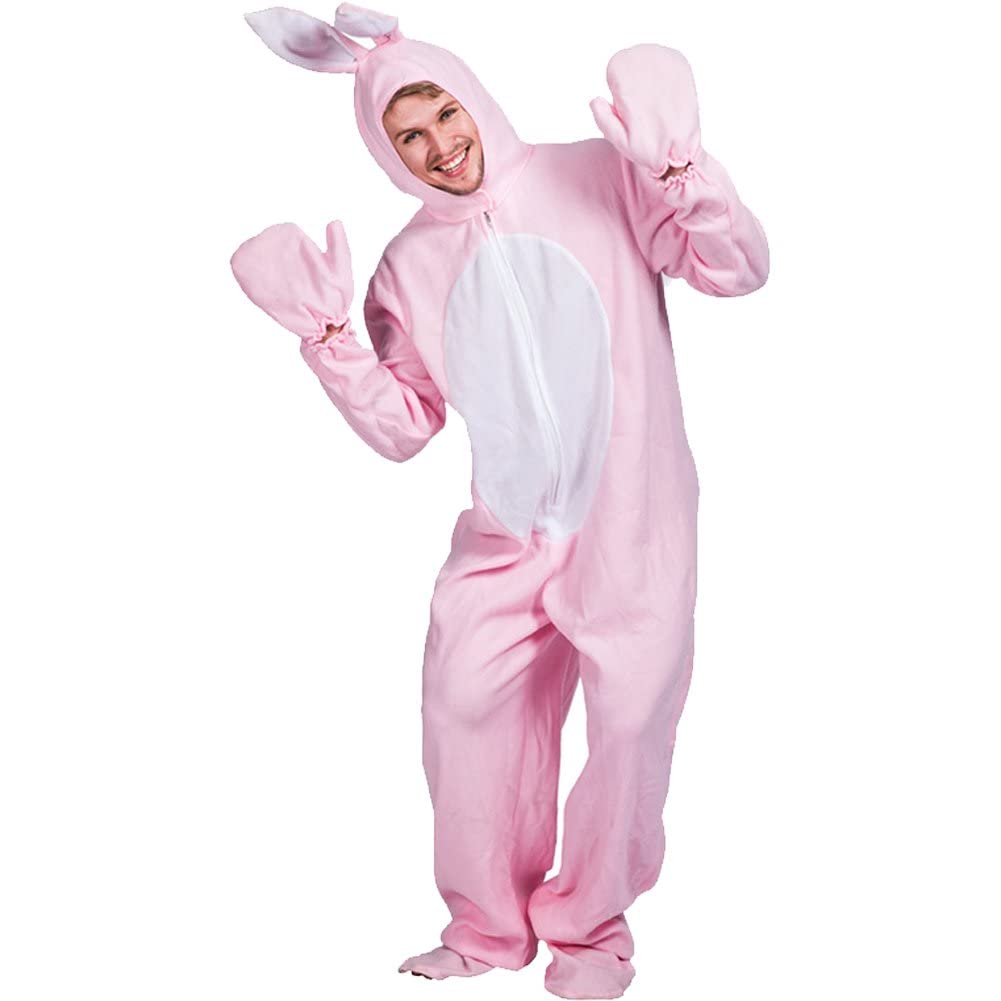 Costume d'halloween homme combinaison de lapin de pâques rose pour soirée déguisée