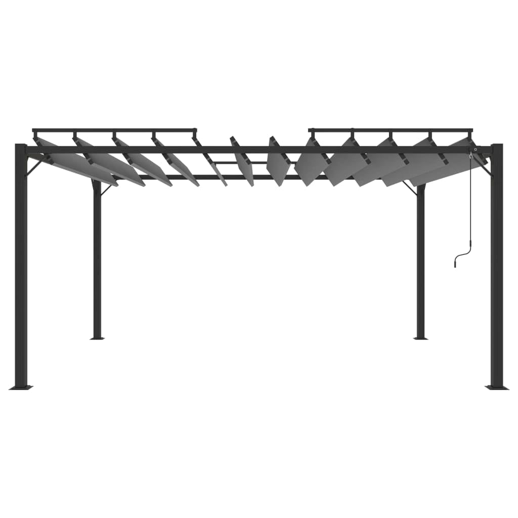 Pergola avec toit à lamelles - 3 x 4 m - Tissu anthracite et aluminium - Tente de jardin imperméable - Auvent solaire pour terrasse et balcon - Structure stable en aluminium