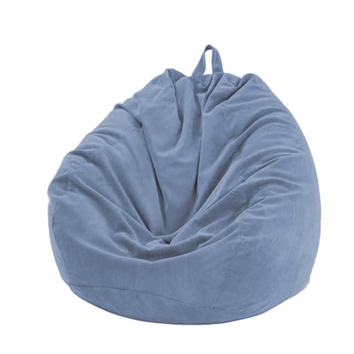 FANSU Puf lavable sin relleno, funda para silla para interior y exterior, para niños y adultos, almacenamiento textil de pana (100 x 120 cm, azul gris)