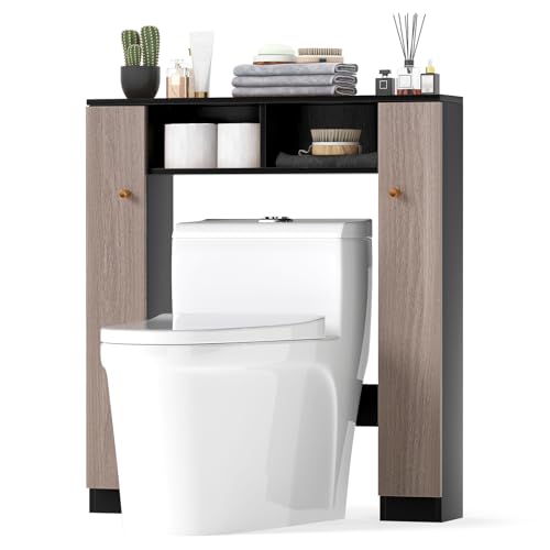 LIFEZEAL Meuble de Salle de Bain sur WC, Étagère sur WC avec 2 Compartiments Ouverts, Meuble pour Machine à Laver en Bois, 87,5 x 18 x 98 cm, Stable et...