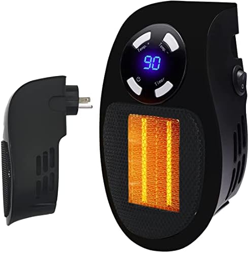 Wall Space Heater with LED Display,Portable outlet Space Heater with Thermostat and Timer for Home Office Indoor Use 350 Watt ETL Listed (Black)