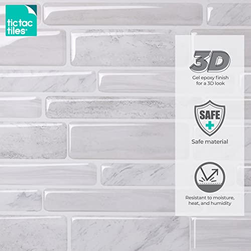 Tic Tac Tiles 12"X 12" Peel And Stick Self Adhesive Removable Stick On Kitchen Backsplash Bathroom 3D Wall Sticker Wallpaper Tiles In Polito Design (10, Polito Marble) #TOP5