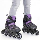 Softboot Inliner 29 33 Inline Skates verstellbar Schwarz Lila 5in1 | 5 Fach längen  und weitenverstellbar Jungs Mädchen Girls