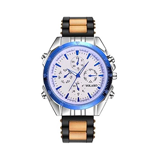 Godagoda Relógio masculino casual de vidro Blu-Ray círculo azul