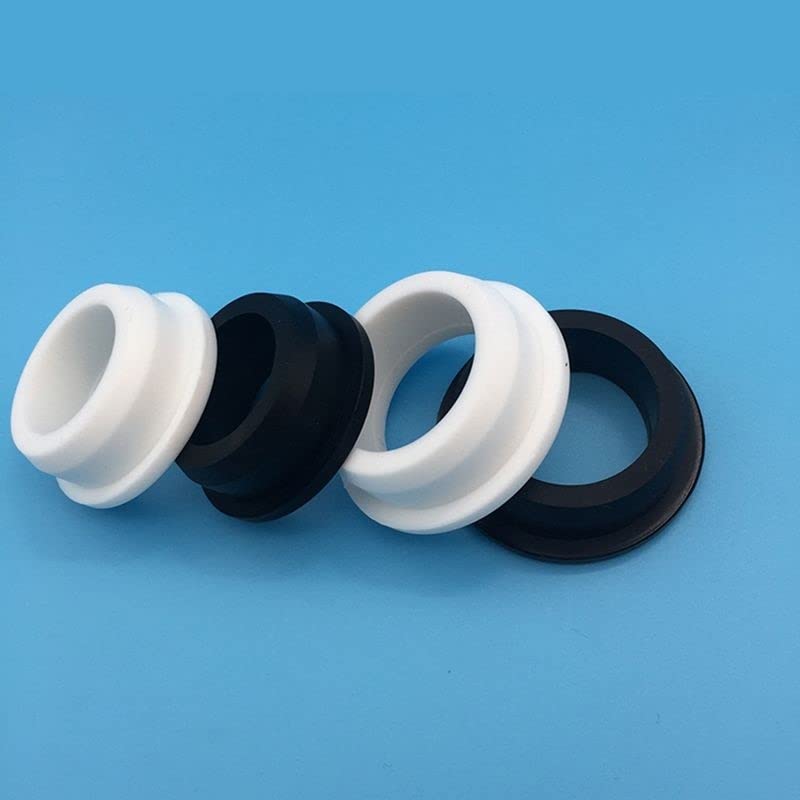 Occhiello in gomma a scatto ， 10 pezzi di passacavo in gomma siliconica, tappi cavi rotondi con foro da 3-5 mm, tappi terminali in silicone, gomma(Black,A 16Mm 0.63 Inch)