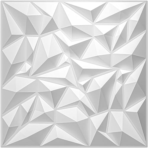 Image of Wall Panels 3D White Diamond Design for Interior (5 Panels)