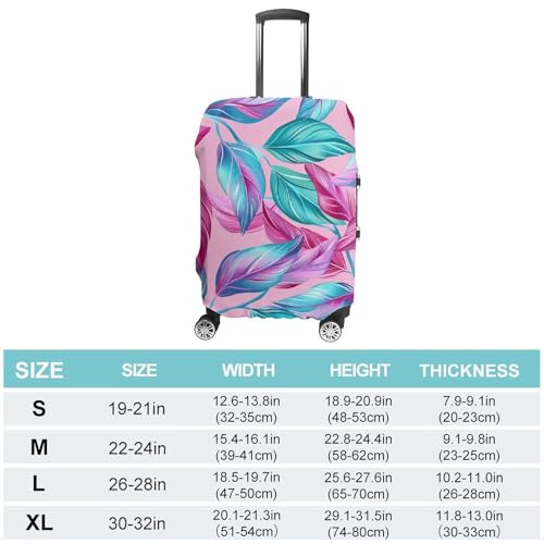 Cyan Leaf Pattern Luggage Cover Tsa Approved Suitcase Covers for Luggage Elastic Washable Suit Case Covers Anti-Scratch Travel Luggages Sleeve Suitcase Protector Fits 19-30 Inch Case(M)2
