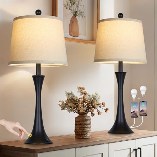 Rinweey 27.5" Table Lamps Set of 2, Touch Bedside Lamps