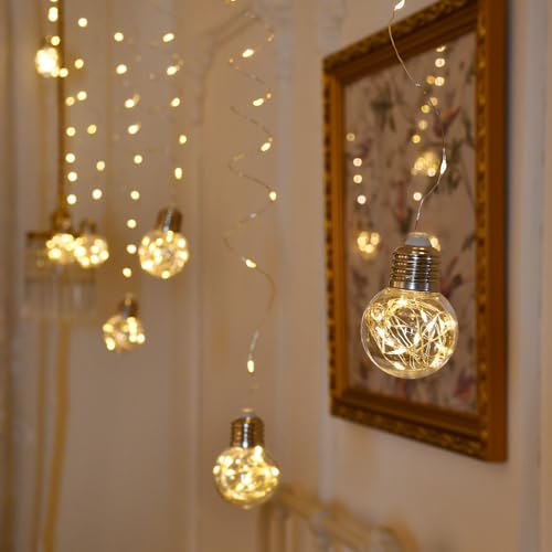 YOLIGHT Wish Ball Curtain Lights 200 LED Window Curtain String Lights with Remote, USB Battery Operated Twinkle Globe Fairy Lights for Bedroom Wedding Party Christmas Decoration (Warm White) by YOLIGHT - Image 6