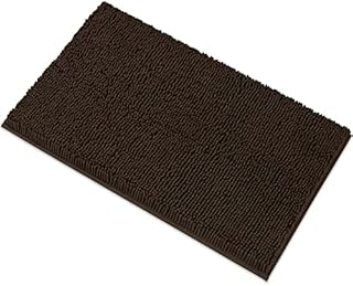 MAYSHINE Chenille Bath Mat, Non Slip Bathroom Mat for Bathroom, Absorbent & Machine Washable Toilet Mat, Soft Plush Bathroom Rug, Bathroom Accessory (Charcoal Grey, 60x100cm)