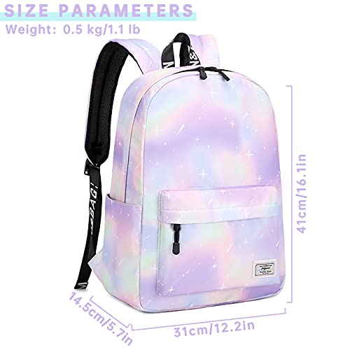 Lohol Lightweight Galaxy Backpacks For Teen Girls & Women, Water Resistance Daypack For Travel, School (Green&Purple) #TOP1