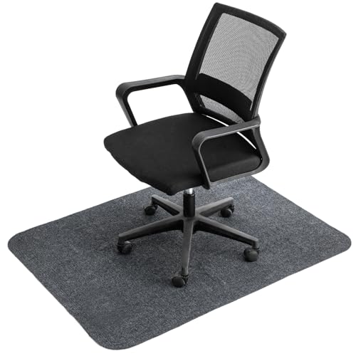 CROWNSHOP Office Chair Desk Mat 90x120cm Safety Non Slip Floor Mats Carpet Protector Mat for Home Offic Chair Desks Mats for Hard Floor (90X120cm Gray)