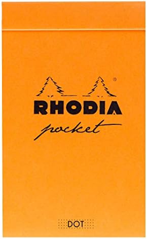 RHODIA 8550C - Pocket Stapled Notepad Black or Orange - 7.5 x 12 cm - Dotted Dot - 40 Detachable Sheets - 80G Clairefontaine Paper - Soft and Resistant Coated Card Cover - Classic