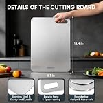 Titanium Cutting Board, Stainless Steel Cutting Board for Kitchen, Double-Sided Metal Chopping Board with Hanging Hole for Meat, Vegetables, Fruit and Food Prep