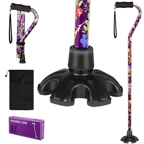 LIXIANG 5-Level Height Adjustable Walking Cane with Light, Folding Cane for Senior Balance，Balancing Mobility Aid for Men and Women