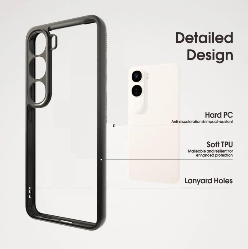 Image of REALCASE Back Cover Case for Vivo Y300 5G / Vivo V40 Lite 5G | Slim Fit Hard PC Back & Soft TPU Bumper | Protective Shockproof Case for Vivo Y300 5G / Vivo V40 Lite 5G (Black+Clear)