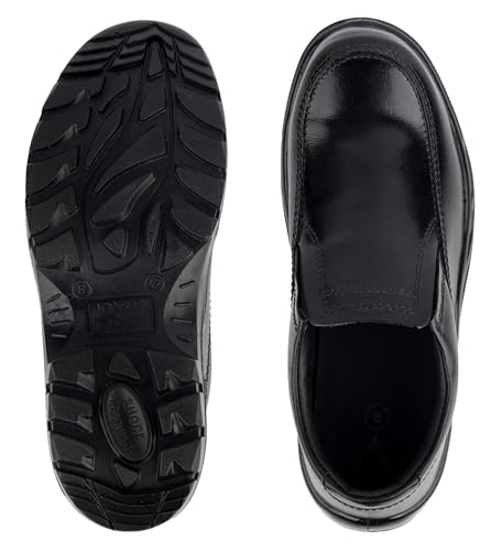 Image of Karam FS73 Slip-On Buff Grain Black Leather Safety Shoes| Single Density | Fiber Toe with Black PU Sole