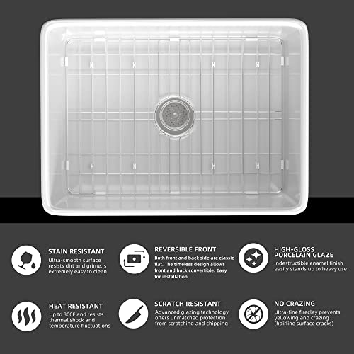 24"x18" Small Farmhouse Sink White