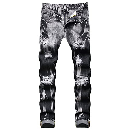 Pantalons jean breaking hole slim pour hommes tendance casual
