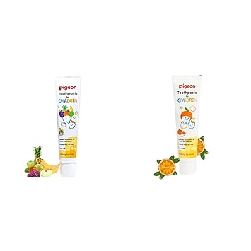 Pigeon Children Toothpaste, Fruit Punch, 45g & Pigeon Children Toothpaste - Orange (45g)