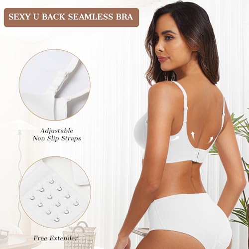 Image of OEAK Womens Wireless Bras Comfortable Push Up Bra No Underwire Bra Full Support Lift Bralette Everyday Seamless Tshirt Bras White L