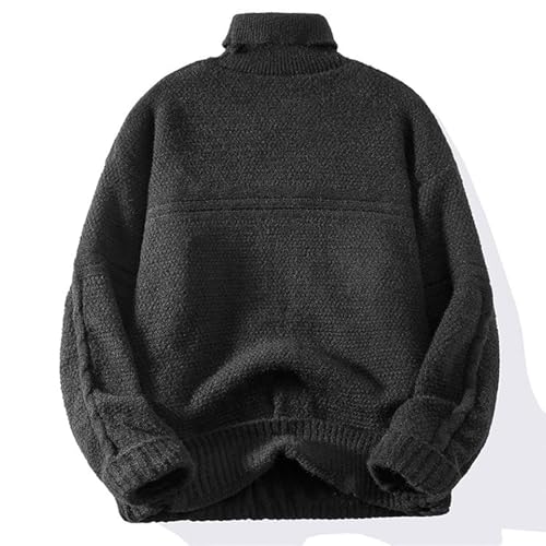 Men's Turtleneck Sweaters Casual Solid Color Long Sleeve Sweaters Knitted Ribbed Knitwear Thickening Pullover4