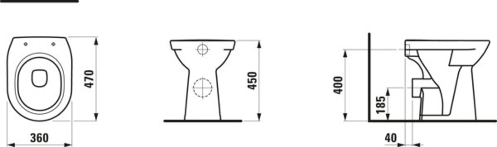 LAUFEN PRO Stand-Tiefspül-WC, Abgang waagerecht, 360x470x450mm, H8259550000001, Farbe: Weiß