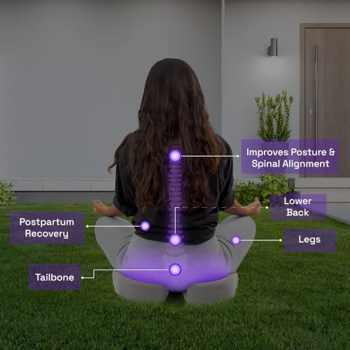 Wakefit Orthopedic Coccyx Cushion | Memory Foam Support for Lower Back, Tailbone & Sciatica Relief | Chair & Car Use | Ergonomic Design | Supports 60kg+ Weight - Grey