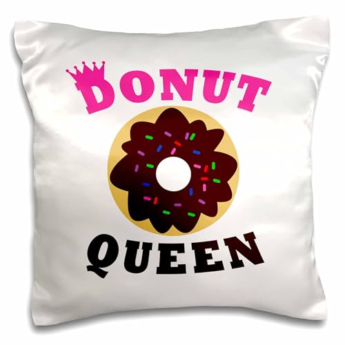 3dRose Janna Salak Designs Text Art-Donut Queen (pc-261626-1) Pillow Case, White