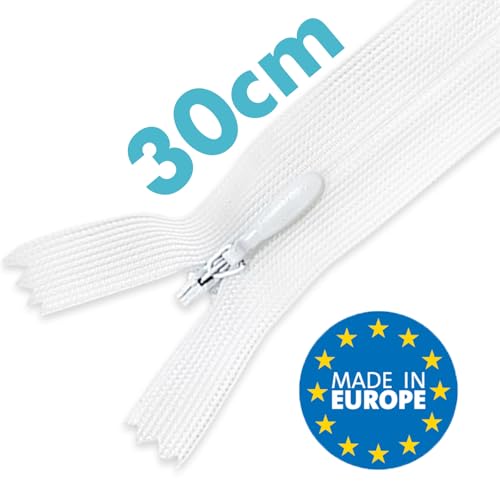 Miniatura 2 de Marardi Pack 5 Cremalleras Invisibles Blanco De Nailon 30 Cm Costura Y Manualidades Para Ropa Tela Bolsos Estuches Cinta Para Coser A Máquina Patchwork Algodón Con Cierre Metálico