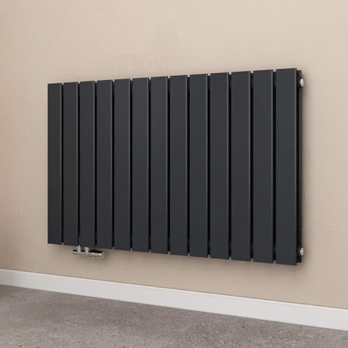 EMKE Radiatore Piatto, 63x100cm, Radiatore Acqua Calda, Radiatore a Pannello Radiatore Design Orizzontale, Doppio strato, Antracite