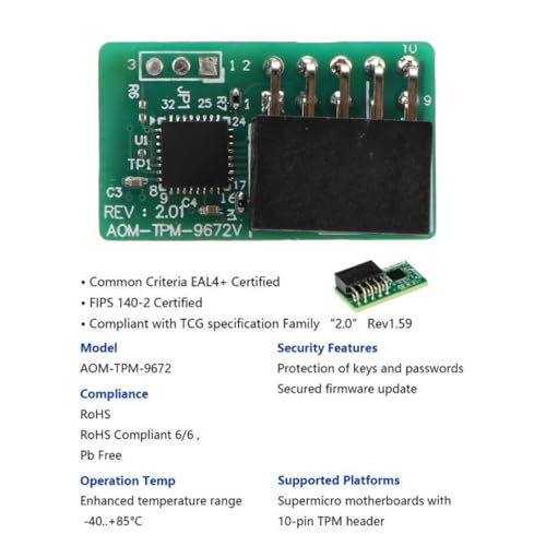 TPM2.0 Krypteringsmodul AOM TPM 9672V för Moderkort 10Pin SPI