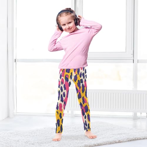Bolaz Toddler Girls Leggings Printed Yoga Pants Leggings Pink Yellow Purple Leopard Print for Kids4