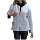 Mantel Damen, Regen Mantel Softshell Parka Winter Steppjacke Regenjacke Fahrrad GefüTterte Jeansjacke Lammfellimitat Mantel Sunday_MäNtel MäNtel Sunday Modell Herbst Mountainbike (17-Hell Grau, XL)