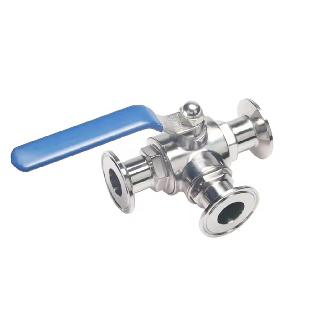 SS304 Stal Nierdzewna Higieniczny Zawór Kulowy Trójdrożny, Porty T/L 19-51mm, Tri-Clamp 1,5"/2" do Farmaceutyki, Żywności, Domowego Piwa, 1 Sztuka(L-port,51mm Ferrule 64)